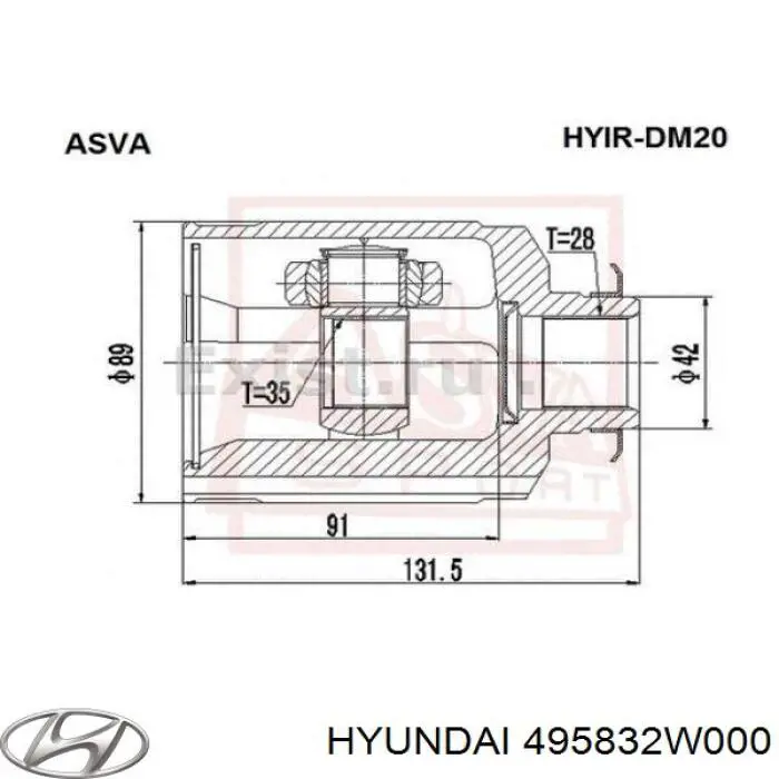 Пильник ШРУСа внутрішній лівий Hyundai Santa Fe 3 (DM) (Хендай Санта фе)