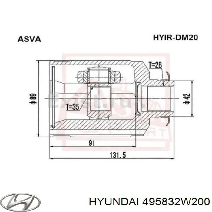 Пильник ШРУСа внутрішній, правий Hyundai/Kia 495832W200 ціна, від 18.66 USD