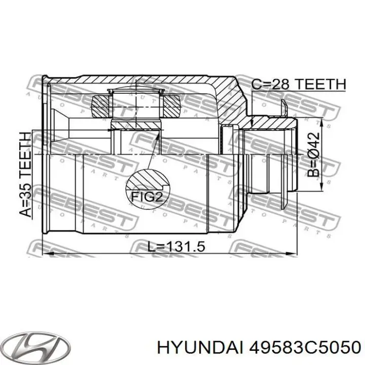 Пильник шарніра кутових швидкостей внутрішній передній правий Hyundai/Kia 49583C5050 ціна, від 21.32 USD