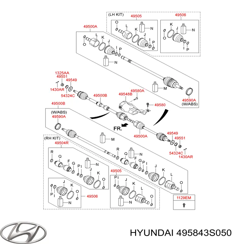 495843S050 Hyundai/Kia пильник шруса внутрішній, правий