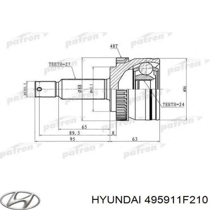 Купити 495911F210 Hyundai/Kia Ліва піввісь