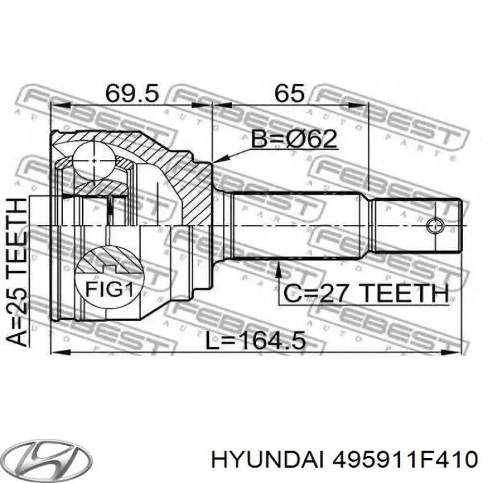 495911F410 Hyundai/Kia Привід лівий