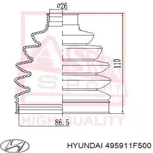Купити 495911F500 Hyundai/Kia Піввісь права