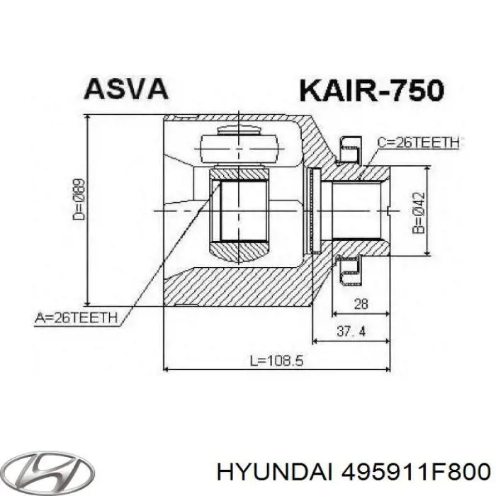 Купити 495911F800 Hyundai/Kia Піввісь права