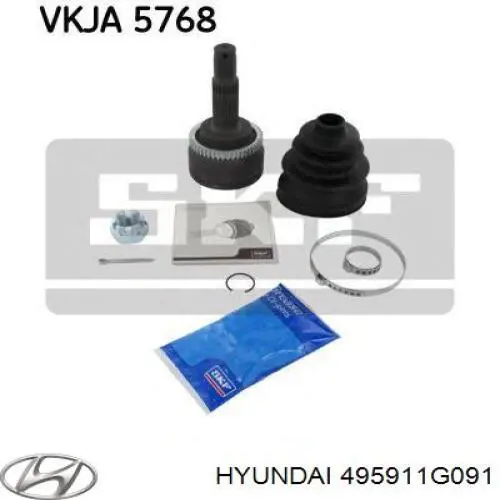 495911G091 Hyundai/Kia шрус зовнішній передній, лівий