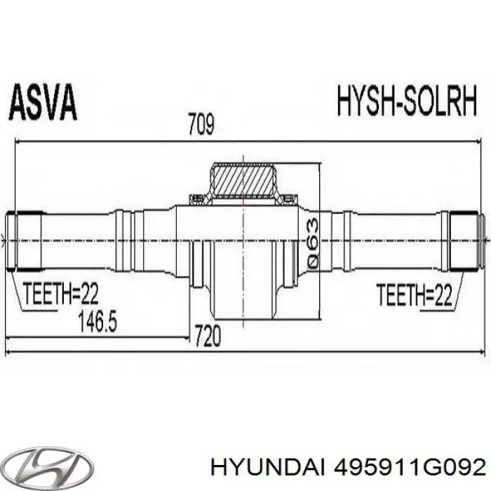 Купити 495911G092 Hyundai/Kia Шарнір приводу зовнішній