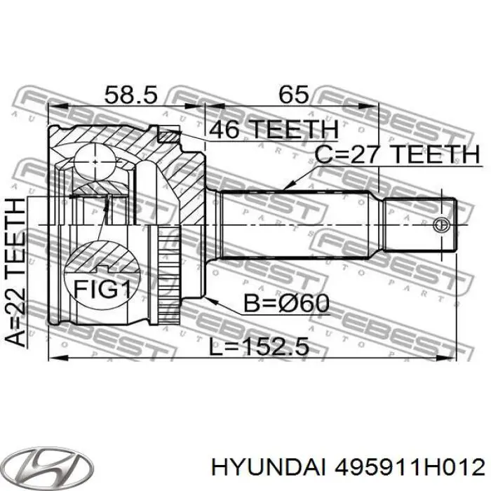 Граната колісна Hyundai/Kia 495911H012 ціна, від 26.63 USD