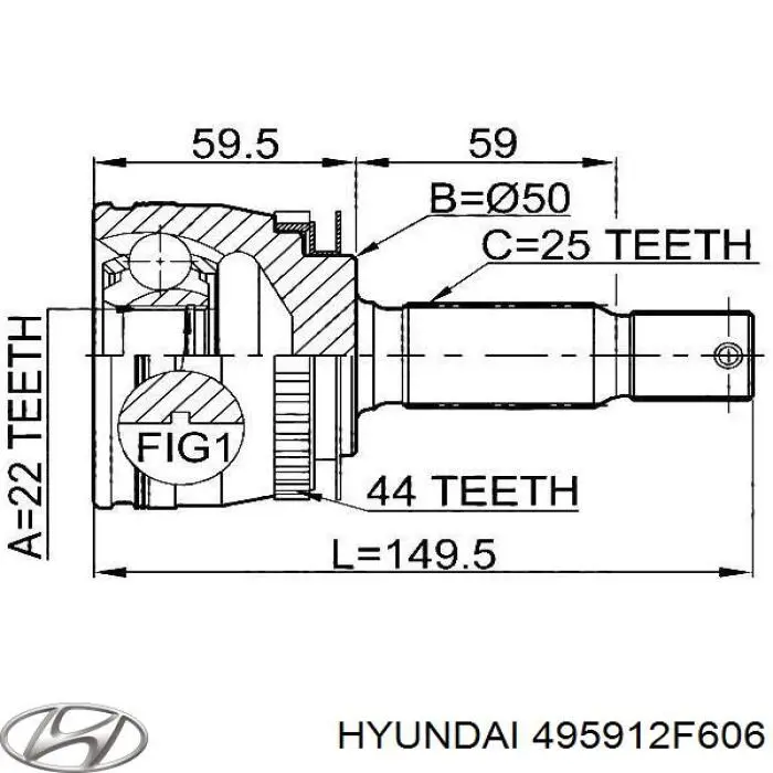 495912F605 Hyundai/Kia ШРУС зовнішній передній, лівий