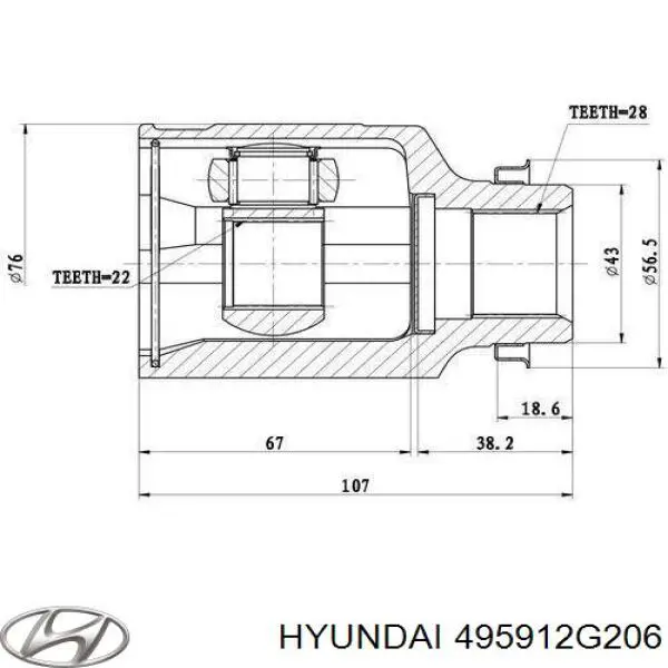 Привід передній лівий Hyundai/Kia 495912G206 ціна, від  USD