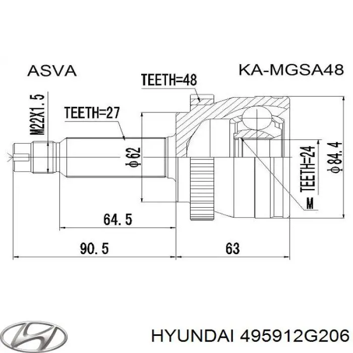 495912G206 Hyundai/Kia Привід лівий