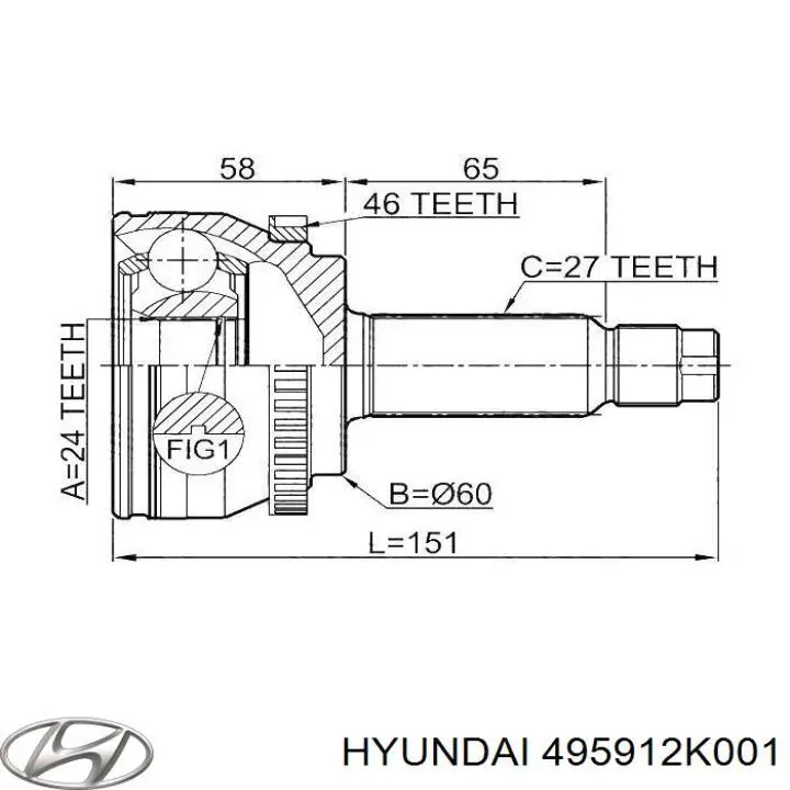 ШРУС наружный HYUNDAI 495912K001