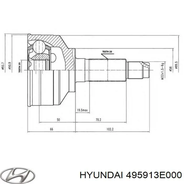 495913E000 Hyundai/Kia Приводи передніх коліс (вали карданні піввісь переднього моста)