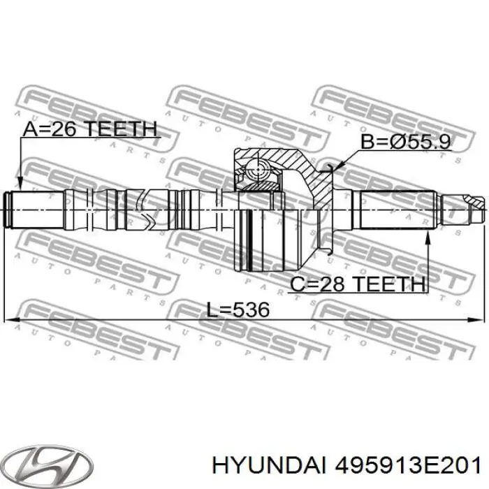 495913E201 Hyundai/Kia Привід передній правий