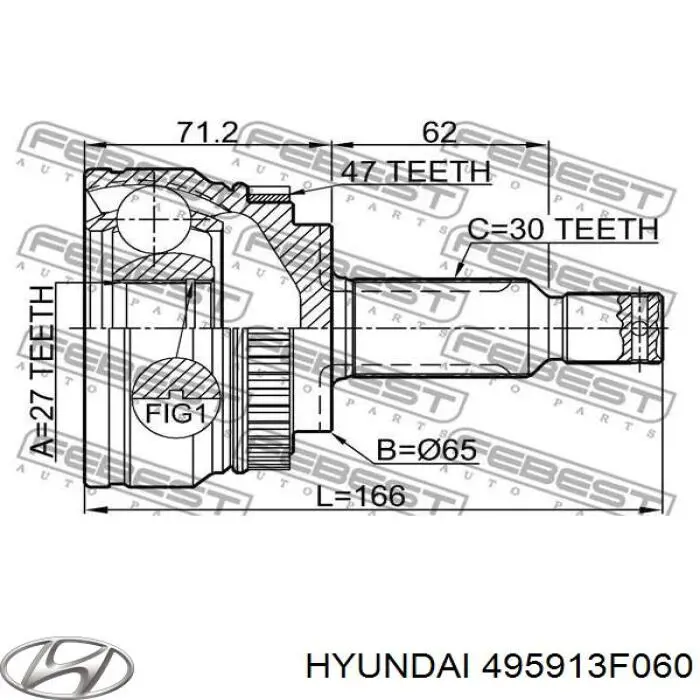 Купити 495913F060 Hyundai/Kia Пильник шарніра приводу