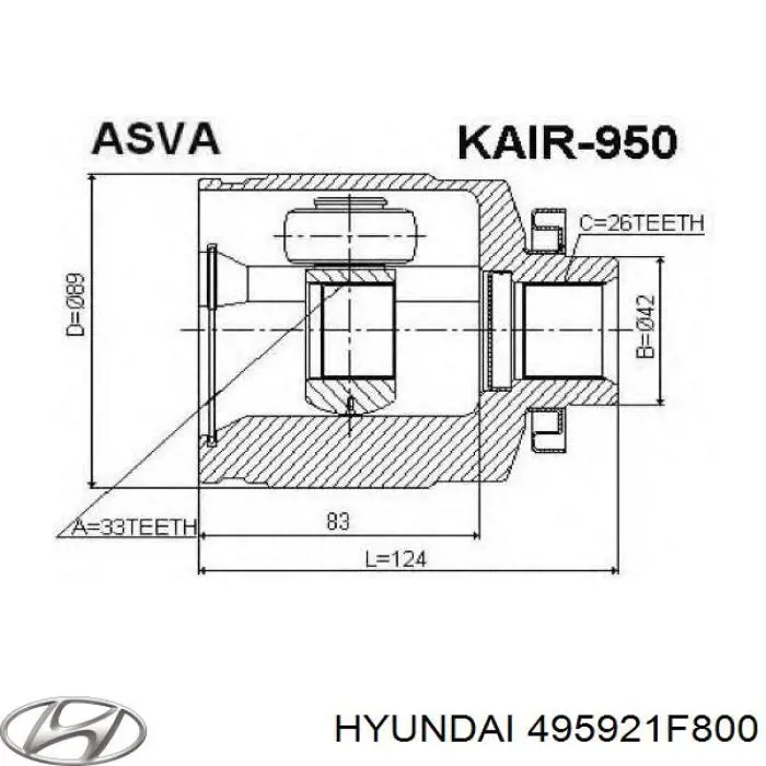 Купити 495001F800 Hyundai/Kia Піввісь права