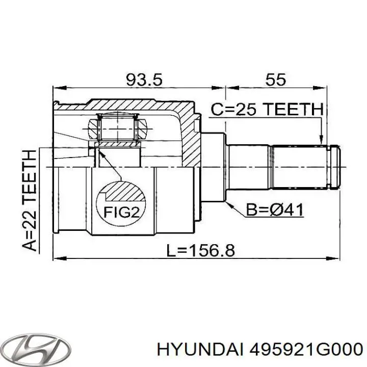 ШРКШ внутрішній, передній, правий Hyundai/Kia 495921G000 ціна, від 24.60 USD