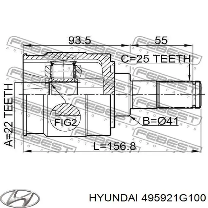 495921G100 Hyundai/Kia ШРКШ внутрішній, передній, правий