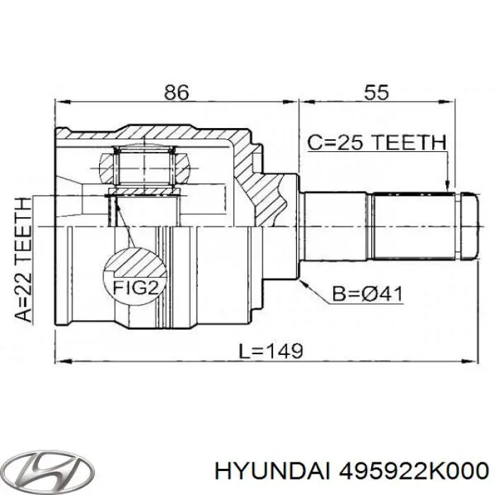 495922K000 Hyundai/Kia шрус внутрішній, передній, правий