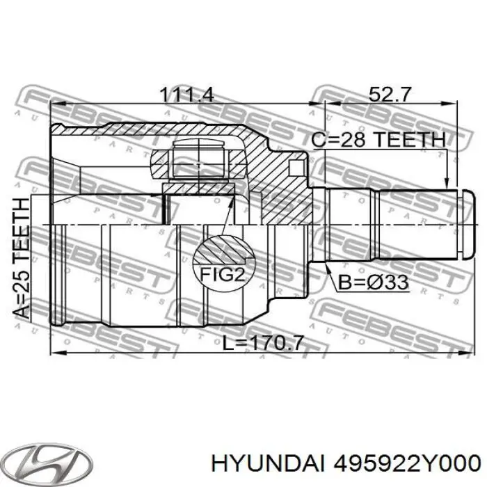Передній внутрішній шрус на Hyundai IX35 LM