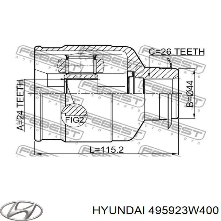 495923W400 Hyundai/Kia шрус внутрішній, передній, правий