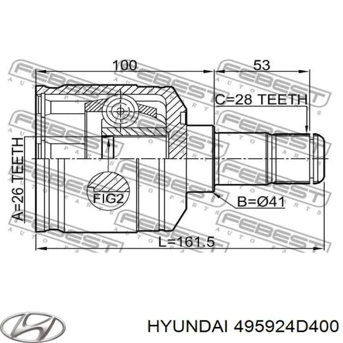 Купити 495924D400 Hyundai/Kia Пильник ШРКШ внутрішній, лівий