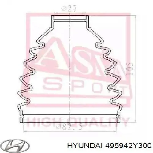 Купити 495942Y300 Hyundai/Kia Пильник шарніра кутових швидкостей зовнішній правий