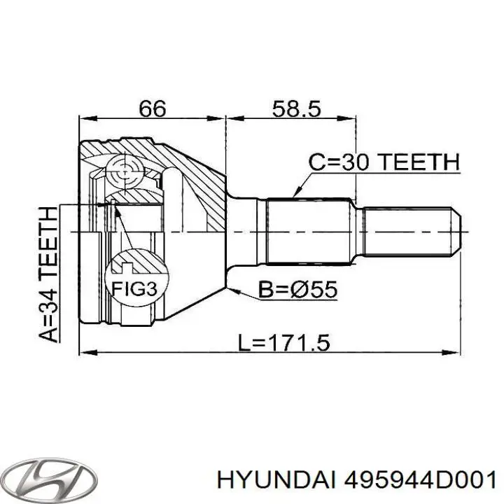 495944D001 Hyundai/Kia Пильник ШРУСа зовнішній, передній піввісі