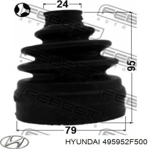 Купити 495952F500 Hyundai/Kia Пильник шарніра кутових швидкостей внутрішній передній