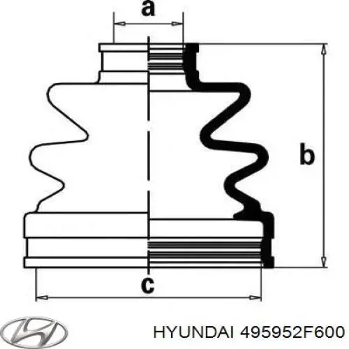 Пильник ШРУСа внутрішній, передній піввісі Hyundai/Kia 495952F600