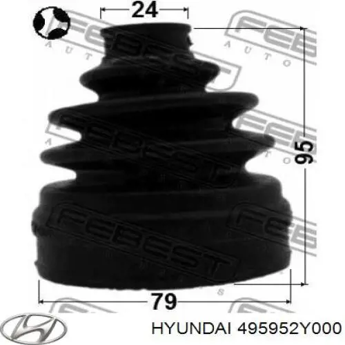 495952Y000 Hyundai/Kia пильник шруса внутрішній, передній піввісі