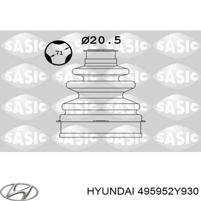 Пильник шарніра кутових швидкостей внутрішній передній лівий Hyundai/Kia 495952Y930 ціна, від 16.92 USD