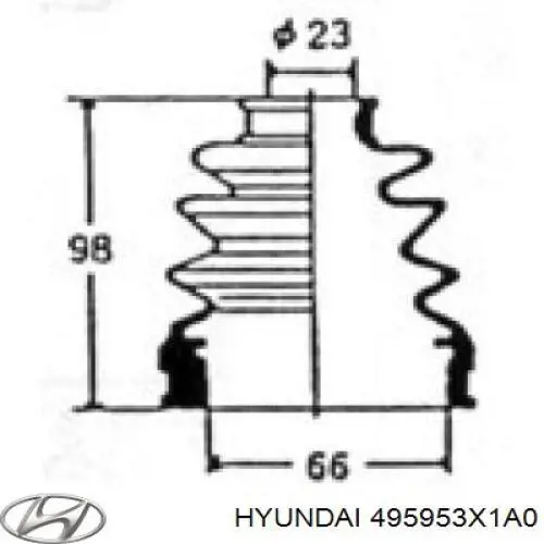 495953X1A0 Hyundai/Kia пильник шруса внутрішній, правий