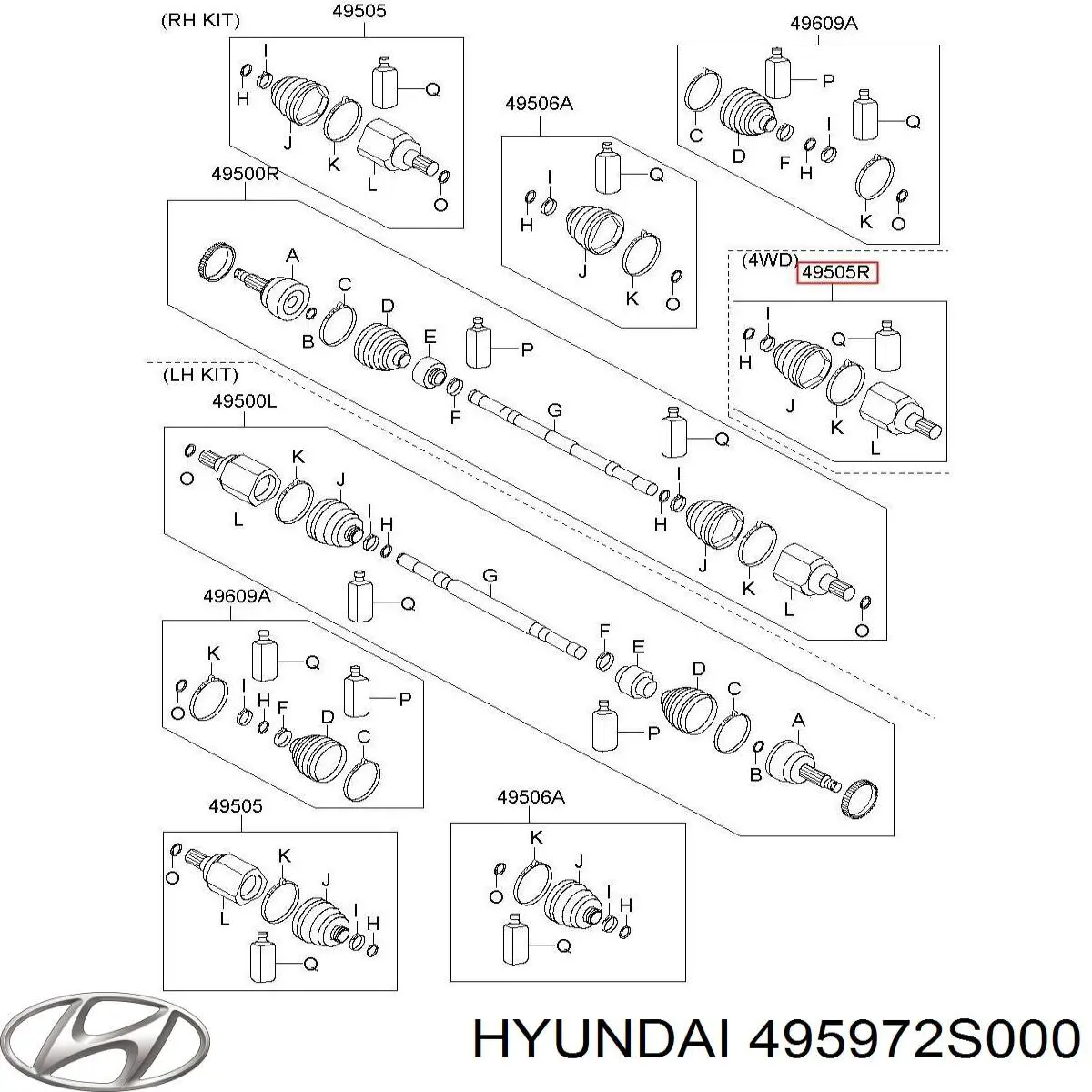 ШРУС внутрішній, передній, правий 495972S000 Hyundai/Kia