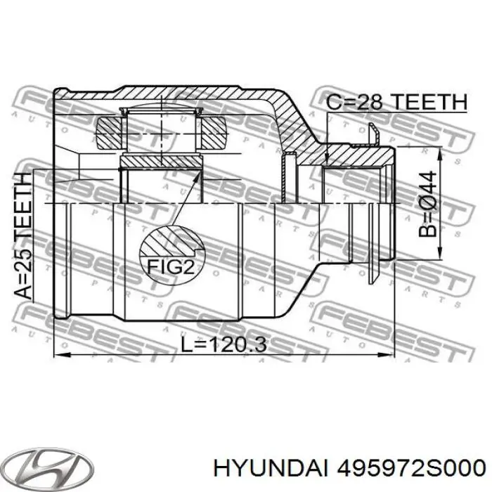 ШРКШ внутрішній, передній, правий Hyundai/Kia 495972S000 ціна, від 80.46 USD