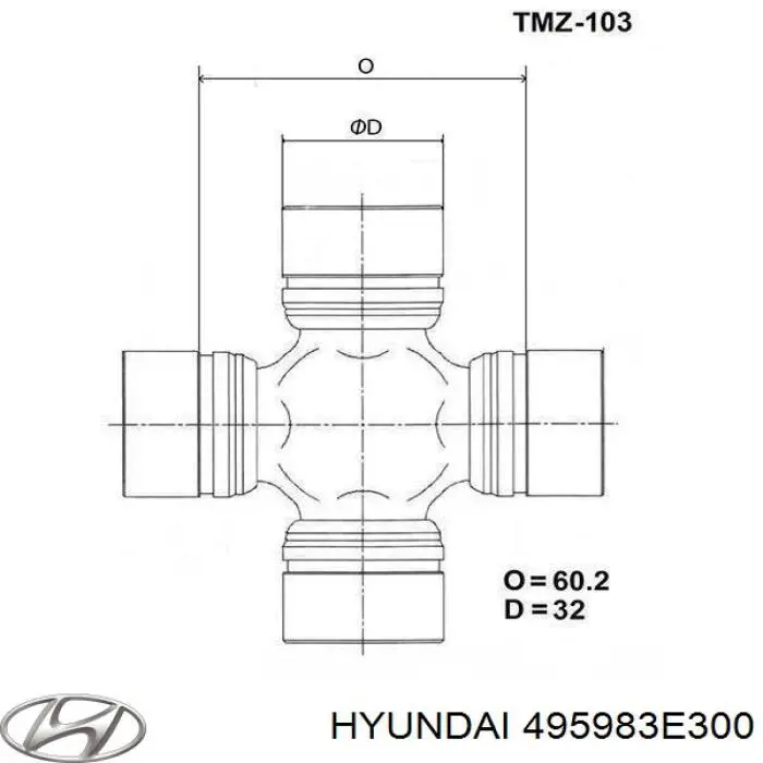 Хрестовина карданного валу Hyundai/Kia 495983E300 ціна, від 10.64 USD
