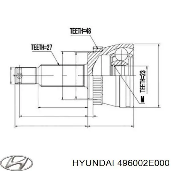 Купити 496002E000 Hyundai/Kia Піввісь задня