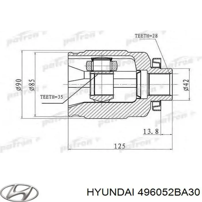 ШРКШ внутрішній, передній, правий Hyundai/Kia 496052BA30 ціна, від 59.75 USD