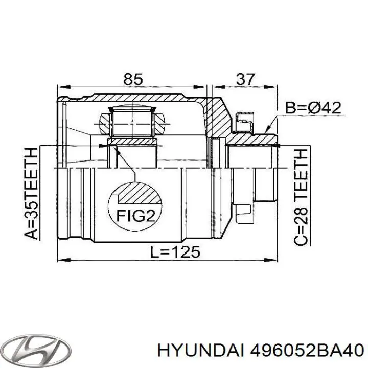 Внутренний шрус HYUNDAI 496052BA40