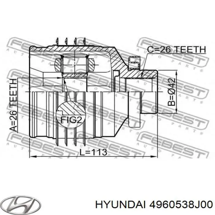 4960538J00 Hyundai/Kia шрус внутрішній, передній, правий