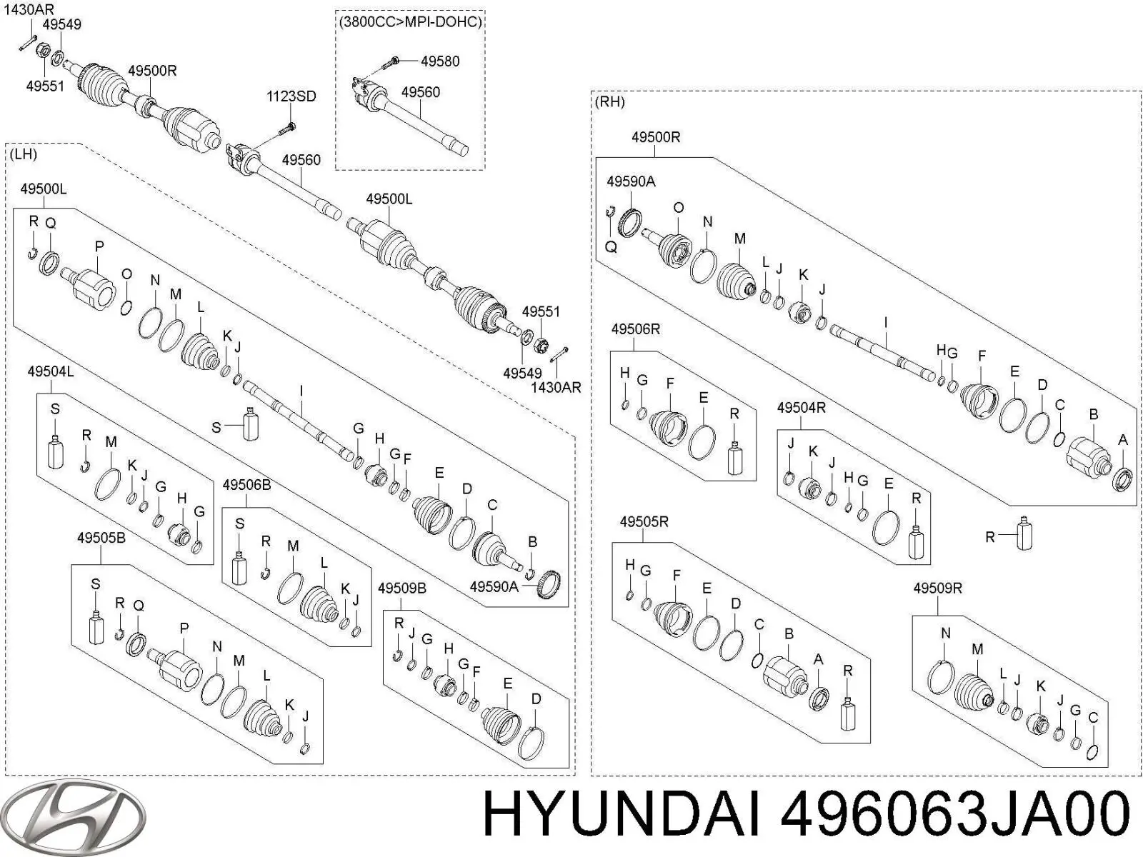 Пильник ШРУСа внутрішній, правий Hyundai/Kia 496063JA00 ціна, від 78.13 USD