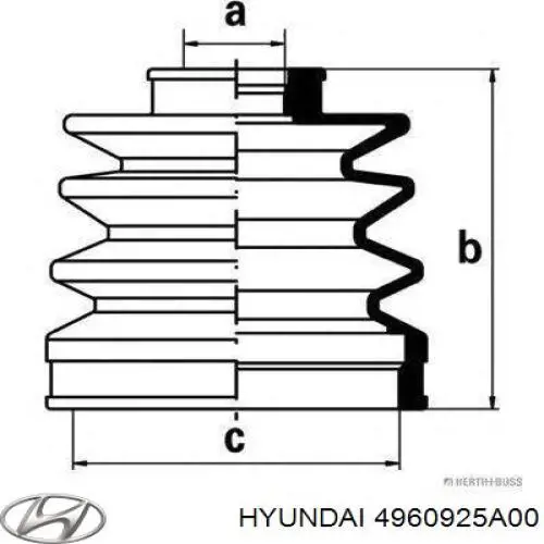 Пильник шарніра кутових швидкостей зовнішній передній Hyundai/Kia 4960925A00 ціна, від 7.52 USD