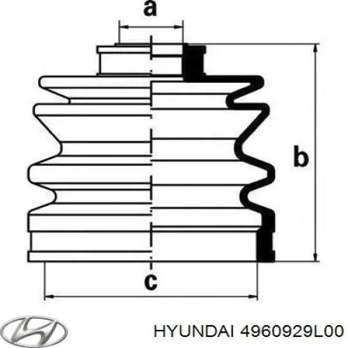 4960929L00 Hyundai/Kia пильник шруса зовнішній, передній піввісі