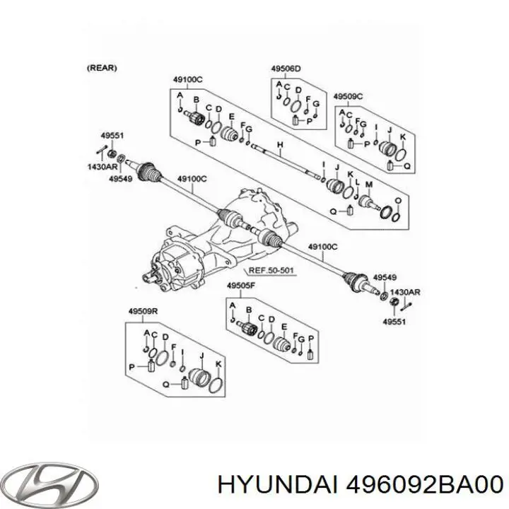Купити 496092BA00 Hyundai/Kia Пильник ШРКШ зовнішній, задньої півосі