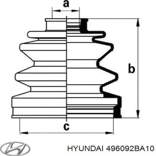 Купити 496092BA10 Hyundai/Kia Пильник шарніра кутових швидкостей зовнішній правий