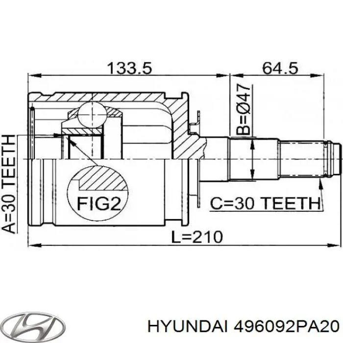 Купити 496092PA20 Hyundai/Kia Пильники ШРКШів передній піввісі, комплект