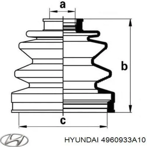 4960933A10 Hyundai/Kia пильник шруса зовнішній, передній піввісі