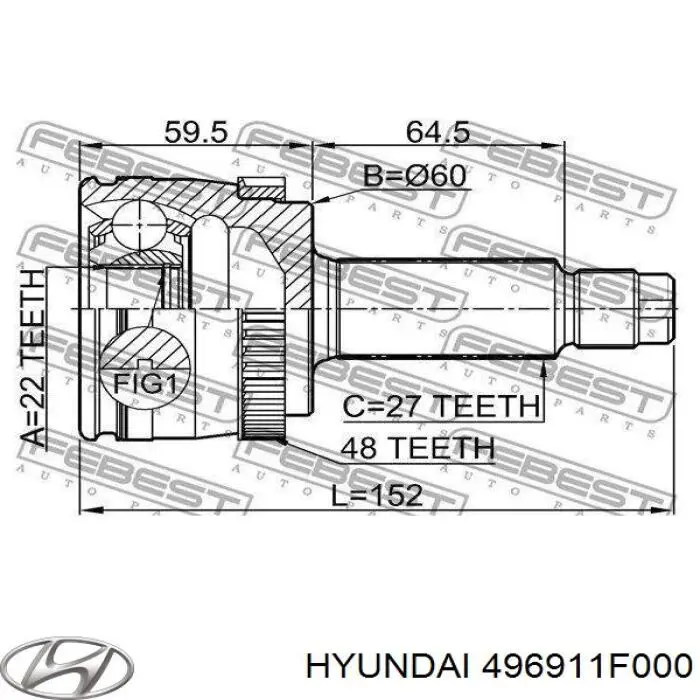 496911F000 Hyundai/Kia шрус зовнішній задній