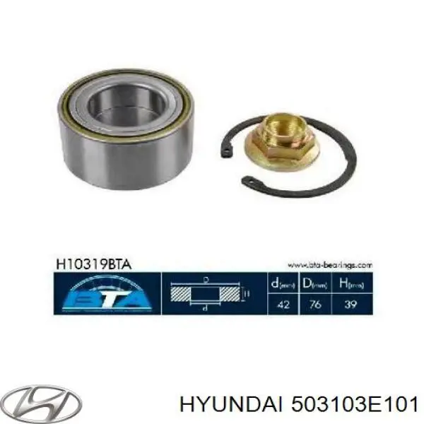 503103E101 Hyundai/Kia Підшипник маточини передньої