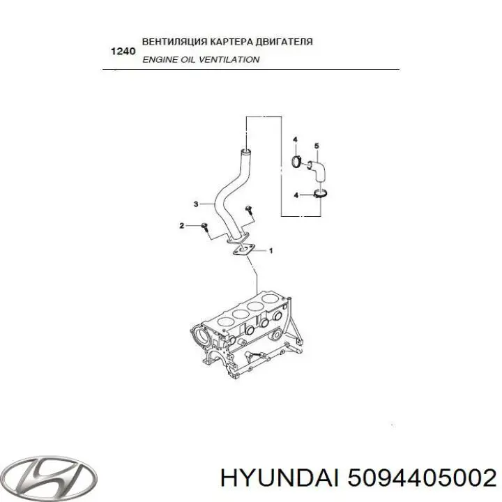 Патрубок вентиляції картера, масловіддільника 5094405002 Hyundai/Kia