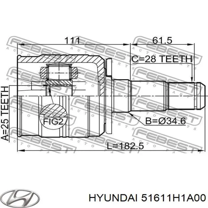 Купити 51611H1A00 Hyundai/Kia Граната внутрішня, передня, ліва